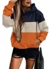 Women's Fur 2024 Leopard Pattern Panel Hooded Winter Casual Versatile Contrast Color Sweater