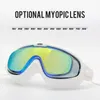 الرجال للنساء نظارات السباحة البصرية البالغة مضادة للأشعة فوق البنفسجية الحماية للسباحة نظارات المائية السيليكون مقاوم للماء 15 إلى 8 نظارات قصر النظر 240123