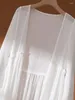 Trenchs pour femmes Manteaux de protection solaire blanche Vêtements d'été Mince longueur moyenne en mousseline de soie Cardigan Veste Mode