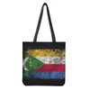 Sacs à provisions motif drapeau des Comores personnalisé personnalisé réutilisable pliable décontracté grand sac fourre-tout pour femme dames stockage