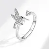 Klusterringar nbnb lindrar stress fingertopp gyroskop cz kolibri justerbar ring för kvinnor härlig kvinnlig öppen tjejfinger smycken