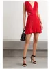 Alaiaa dress designer dresses for woman red Dress skirt sexy partydress Italy luxury V Neck sleeveless A line mini Sexy backless Short skirt fashion minidress