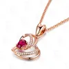 Moda donna Amore cuore ciondolo in cristallo rosso collana placcata oro rosa fidanzata gioielli da sposa regalo di compleanno di capodanno