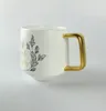 Canecas Caneca de café de cerâmica elegante com alça banhada a ouro