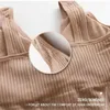 Canottiere Canotte Cinghie Top Lingerie Intimo Largo a forma di U A righe Donna Tubo solido Bralette Top senza fili Crop Un pezzo senza cuciture