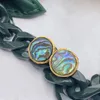 Orecchini a bottone in argento con ago in argento placcato in oro conchiglia di abalone colorato tondo avvolgente per accessori per orecchie di lusso retrò leggeri da donna