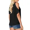 Tanktop voor dames, casual effen kleurenprint, slim fit, sexy pullover, off-shoulder top met V-hals