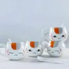 345ml Creative Natsume's Book of Friends Nyanko Sensei Cafe Face Cute Catroon Ceramic White Cat Belly Tea Cup Pottery Mug Gif245L