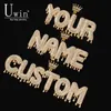 UIWN Nombre Collar Hombres Personalizar Goteo Corona Letra Inicial Color Colgante Oro Rosa Comisión Regalo Joyería Cadena de Cuerda Cubana Q11141899