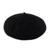 Berets Women Retro Beret Wool Vintage Knitted Winter Thick Decorative Anti-slip Lady Cap For Party Prom Style