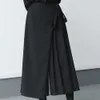 Darkness Versatile Slim Pleated Nine-Point Wide-Leg Pants Unisex Double-Layer High-Waisted Loose Tight-Waisted Straight Culottes 240123