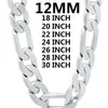 Solid 925 Sterling Silver Necklace for Men Classic 12mm Cuban Chain 18-30 Inches Charm High Quality Fashion Jewelry Wedding 220209232D