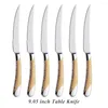 Knives 6-Piece Set High Quality Flatware Mirror 18/8 Stainless Steel Wedding Dinnerware Luxury Gold Plated Dinner Knife