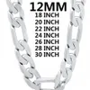 solid 925 Sterling Silver necklace for men classic 12MM Cuban chain 18-30 inches Charm high quality Fashion jewelry wedding 220209218P