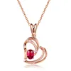 Moda donna Amore cuore ciondolo in cristallo rosso collana placcata oro rosa fidanzata gioielli da sposa regalo di compleanno di capodanno