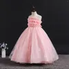 Flickaklänningar Annabelle Tulle Appliques Tiered Dress for Kids Bow Flower Bridesmaid Baby Christmas Weddings Birthday Party