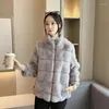 Frauen Pelz Mode Winter Warme Frauen Nachahmung Nerz Stehkragen Mantel Büro Dame Outdoor Jacke Casual Kleidung Mädchen Party geschenk