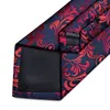 Projektant Blue Red Paisley Ties for Men Wedding Party Necka Luksusowa broszka 100% jedwabny zestaw prezent Dibangu 240122