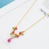 Necklaces Jaeeyin 2021 Mini Romantic Enamel Freshwater Pearl Natural Stone Polychrome Flower Water Drop Long Chain Necklace Holiday Craft