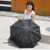 Guarda-chuvas ao ar livre guarda-chuva à prova de vento meninas rendas portátil kawaii sombra dobrável guarda-sol moda paraguas mujer preto