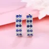 Charm Lab Created Blue Sapphire Clip Boucles d'oreilles pour femmes Girl Girl Real Sterling Sier Créé des boucles d'oreilles en saphir pour la fête de mariage