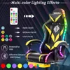 Autres meubles RGB Light Gaming Chair Chaise de bureau Gamer Computer Chair Chaise pivotante ergonomique 2 points de massage 135 inclinable avec repose-pieds Q240129