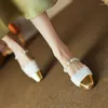 Sandales à cordes et perles pour femmes, Chaussures d'été à enfiler, plissées, couleurs mélangées, escarpins de bureau à talons épais, 2024
