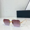 Lunettes de soleil sans monture Cut Decor Gold Frame Rose Dégradé Femmes Designer Lunettes de soleil Shades Sunnies Gafas de sol UV400 Lunettes avec boîte