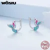 Collana WOSTU Orecchini in argento sterling 925 con martin pescatore Anello di apertura Gioielli in smalto colorato per le donne Regalo di compleanno per feste di uccelli primaverili