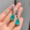 Halsketten 2022 Paraiba Turmaline Gemstone Long Anhänger Halskette Quasten Ohrringe Hochzeitstag Fein Schmuck Set Frauen Geburtstag Geschenk