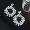 Stud FYUAN Lustro Fiore Orecchini di goccia di cristallo Goccia d'acqua Orecchini di strass geometrici Orecchini gioielli di moda donna Regali YQ240129