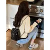 School Bags Black Graceful Chain Backpack For Women 2024 Ins Super Small Student Oil Wax Leather Female Shoulder Bag