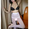 Women Socks Sexy Open Crotch Glossy Women's Stocking Erotic Onlyfans Pantyhose High Waist Elasticity Leggings Slim Tights Female Streetwear