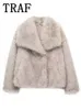 TRAF Giacche corte in pelliccia sintetica per donna Cappotti spessi e caldi Giacca morbida Donna 2024 Cappotto invernale casual a maniche lunghe in capispalla 240126