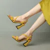 Sandały Charm Orange Yellow Flock Nubuck Otwarty palca Eleganckie kobiety na wysokich obcasach buty imprezowe Sukienki Letnie małe rozmiary 33 Obcasy