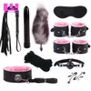 Bondage Sex Bondage Kit 12 PCS Vuxna spel Set Handcuff Anal Plug Whip Rope Blindboende för par Erotiska Toys SM -produkter