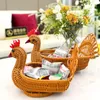 Dinnerware Sets Imitation Rattan Storage Basket Gifts Tabletop Bread Woven Fruits For Desk Decorate Daily Use Dessert Peafowl Modeling Pp