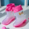 Children Boys Girls Fashion Rain Boots Lightweight Waterproof and Non-slip Rain Boots Transparent Rainboots Kids Water Shoes 240125