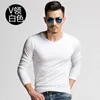 Garnitury męskie A1953 Koop Nieuwe Lente Hoge-Elastische Katoen T-shirty Mannen Met Lange Mouwen V-Hals Strakke T-shirt Gratis China Post