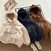 Herbst Winter Kind Trainingsanzug Junge Baby Fleece Dicke Hoodies Set Mädchen Kinder Plus Samt Warme Tops Hosen 2psc Kind Sweatshirt Anzug 240123