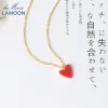 Hängen Lamoon 925 Sterling Silver Necklace For Women Little Heart Pendant Syntetic Red Coral 14K Guldpläterade fina smycken LMNI105