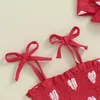 Robes de fille Baby Saint Valentin Tenues Summer sans manches à nette manche à coeur Cœur Imprimer avec un bandeau Set Infant Vêtements 0-18 mois