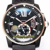 TW F5バージョンキャリバーDE W2CA0004 CAL 1904-PS MC AUTOMATAC BLACK BIG DATE DIAL LUMINOUS MENS WATH CERAMIC BEZEL RUBBERSPORT253A