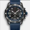 新しい到着者男性の時計クォーツストップウォッチステンレススチールウォッチブラックダイヤルマンクロノグラフ腕時計48mmラバーストラップ266-2225S