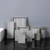 Uppsättningar badrumstillbehör Set grå verklig naturlig marmorbricka tandborste hållare kopp tvålskål tvål dispenser