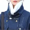 Trench da donna Autunno Inverno Donna Casual Colletto alla coreana Spessore caldo Singolo bottone Cintura Slim MD-Jeans lunghi per le femmine Capispalla in denim