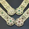 Sunspicems Gilding Morocco Belt for Women Big Flower Crystal Bride Waist Chain Belt Adjustable Length Gold Color Caftan Jewelry 240118