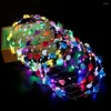 Night Lights 10pcs Glowing Garland Crown Flower Headband LED Light Christmas Wreath Decoration Luminous Hair Hairband For Wedding Party