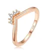 18k Rose Gold Authentic Sterling Silver Cz Diamond Ring med originallåda för bröllopsringar Set Engagementsmycken