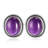 Stud Natural 8x10MM Amethyst Stud Earring 925 Sterling Silver Earrings for Women Simple Vintage Jewelry Anniversary Gift YQ240129